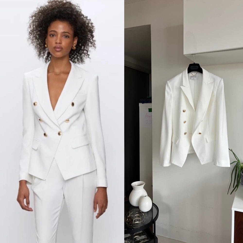 Aritzia Babaton White new Double-Breasted Formal Evening Wedding Blazer Size S